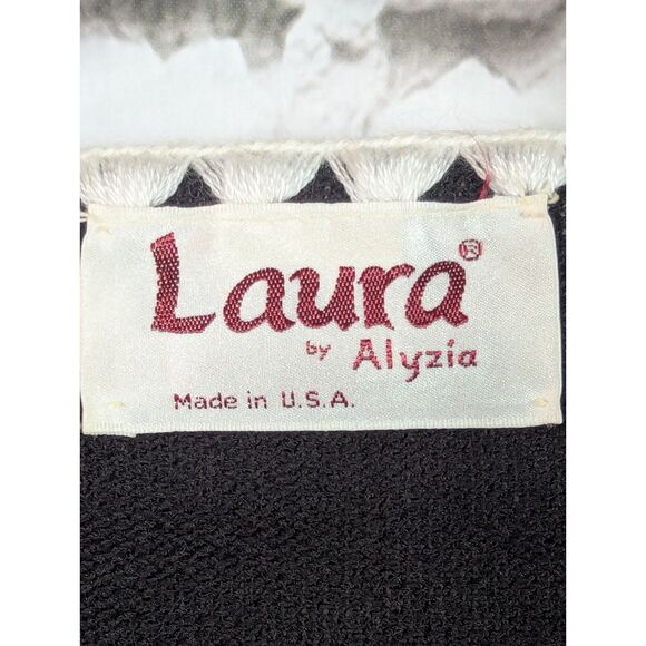 VINTAGE LAURA by ALYZIA Classic Knit Cardigan Black White Statement Size *M/L - Picture 3 of 7